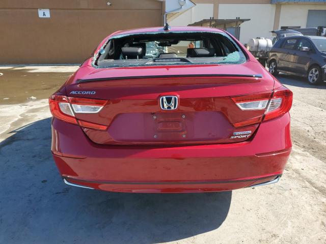 1HGCV3F21NA022701 - 2022 HONDA ACCORD HYBRID SPORT RED photo 6