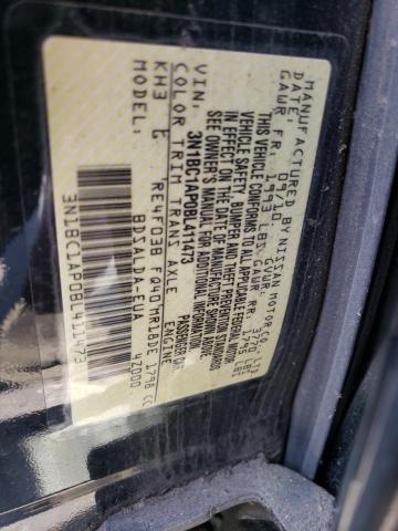 3N1BC1AP0BL411473 - 2011 NISSAN VERSA S BLACK photo 12