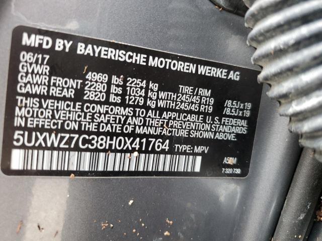 5UXWZ7C38H0X41764 - 2017 BMW X3 SDRIVE28I GRAY photo 13