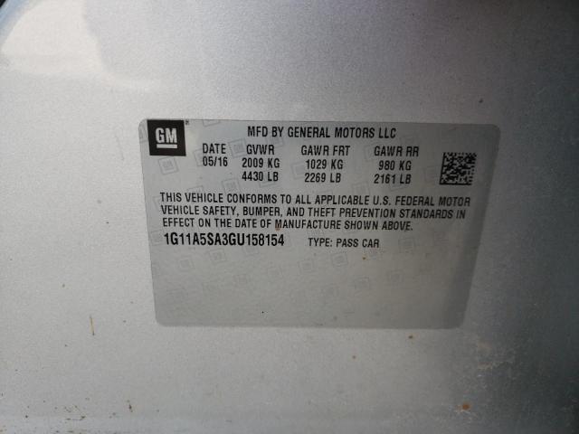 1G11A5SA3GU158154 - 2016 CHEVROLET MALIBU LIM LS 银色 照片 12