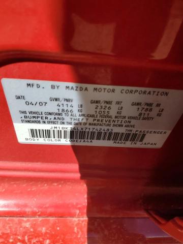 JM1BK34LX71742483 - 2007 MAZDA SPEED 3 წითელი ფოტო 12
