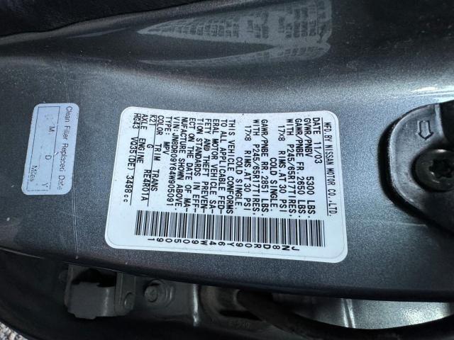 JN8DR09Y64W905091 - 2004 NISSAN PATHFINDER LE 灰色 照片 10