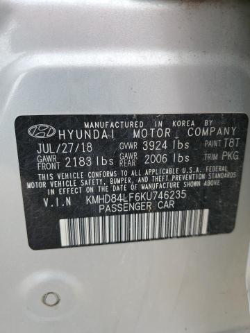 KMHD84LF6KU746235 - 2019 HYUNDAI ELANTRA SEL SILVER photo 13