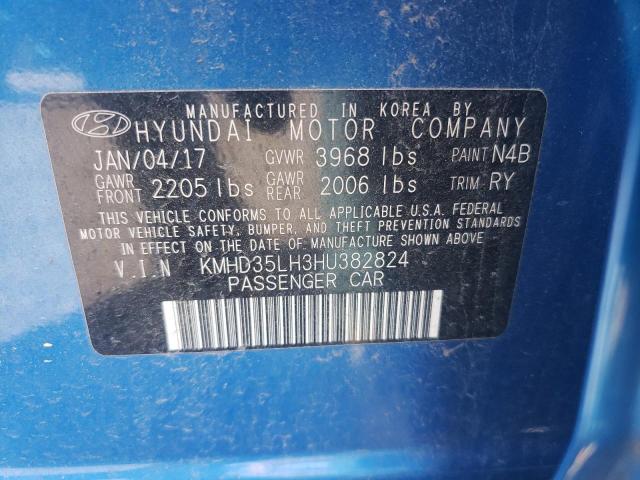 KMHD35LH3HU382824 - 2017 HYUNDAI ELANTRA GT BLUE photo 12