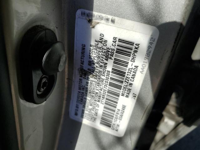 2T1KR32E73C030308 - 2003 TOYOTA COROLLA MA XR SILVER photo 12