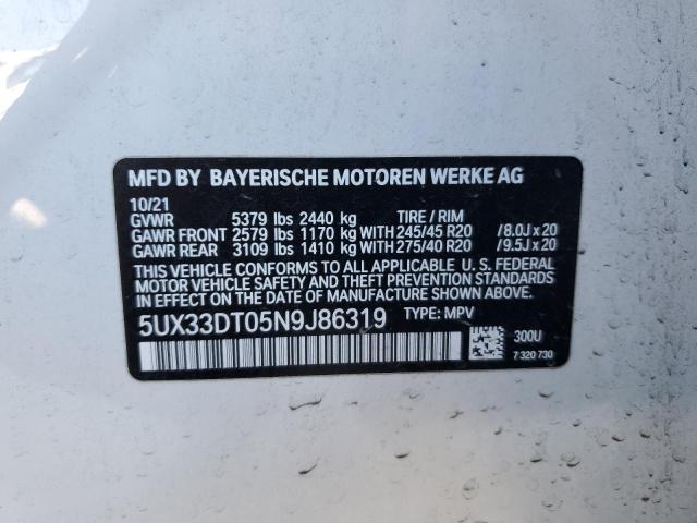 5UX33DT05N9J86319 - 2022 BMW X4 XDRIVE30I WHITE photo 13