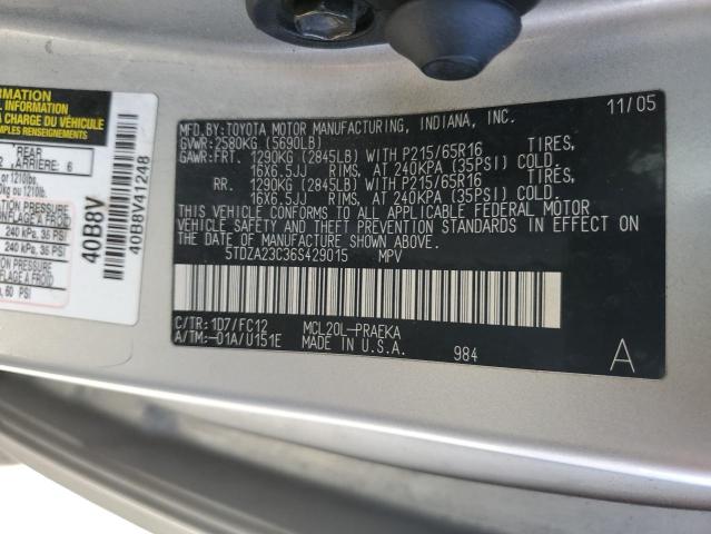 5TDZA23C36S429015 - 2006 TOYOTA SIENNA CE GRAY photo 13