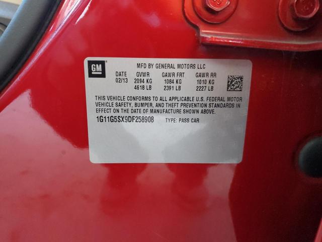 1G11G5SX9DF258908 - 2013 CHEVROLET MALIBU 3LT წითელი ფოტო 12