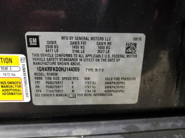 1GNKRFKD0HJ144369 - 2017 CHEVROLET TRAVERSE LS GRAY photo 13