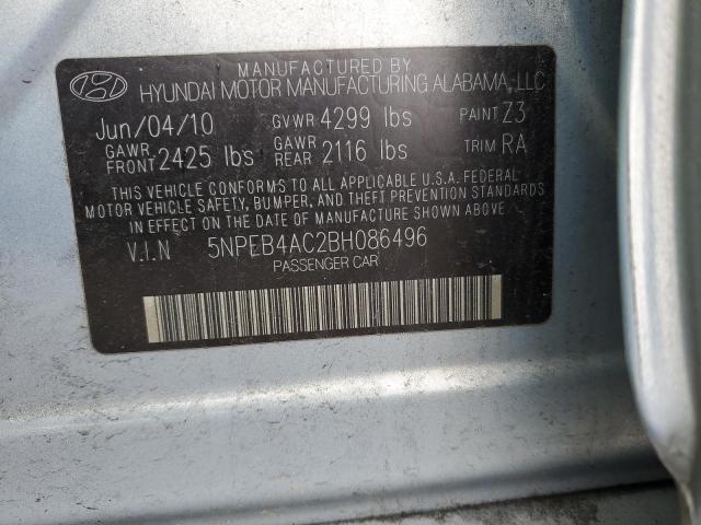 5NPEB4AC2BH086496 - 2011 HYUNDAI SONATA GLS BLUE photo 12