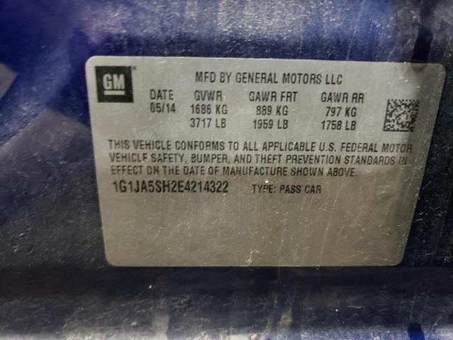 1G1JA5SH2E4214322 - 2014 CHEVROLET SONIC LS 蓝色 照片 12