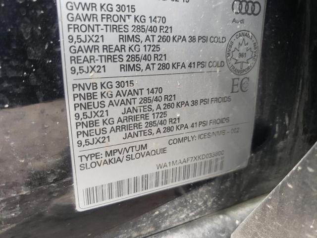 WA1MAAF7XKD033800 - 2019 AUDI Q7 PROGRESSIV S-LINE BLACK photo 12