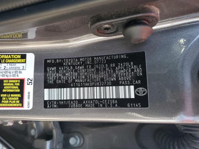 4T1G11AK9PU832730 - 2023 TOYOTA CAMRY SE NIGHT SHADE GRAY photo 12