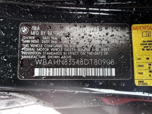WBAHN83548DT80908 - 2008 BMW 7 SERIES LI BLACK photo 12