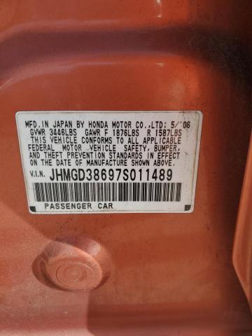 JHMGD38697S011489 - 2007 HONDA FIT S 橙色 照片 13