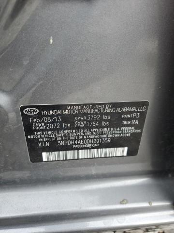 5NPDH4AE0DH291359 - 2013 HYUNDAI ELANTRA GLS GRAY photo 12