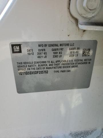 1G11G5SX6DF205762 - 2013 CHEVROLET MALIBU 3LT 奶油色 照片 12