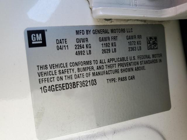 1G4GE5ED3BF362103 - 2011 BUICK LACROSSE CXS WHITE photo 12