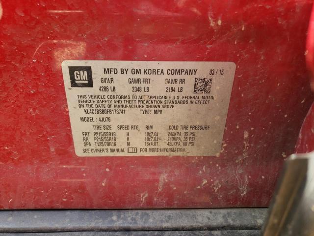 KL4CJBSB0FB173741 - 2015 BUICK ENCORE CONVENIENCE Շագանակագույն լուսանկար 10