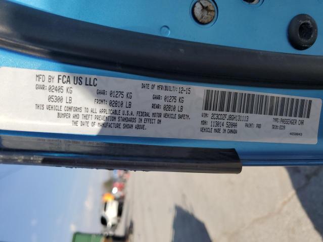 2C3CDZFJ8GH131113 - 2016 DODGE CHALLENGER R/T SCAT PACK BLUE photo 13