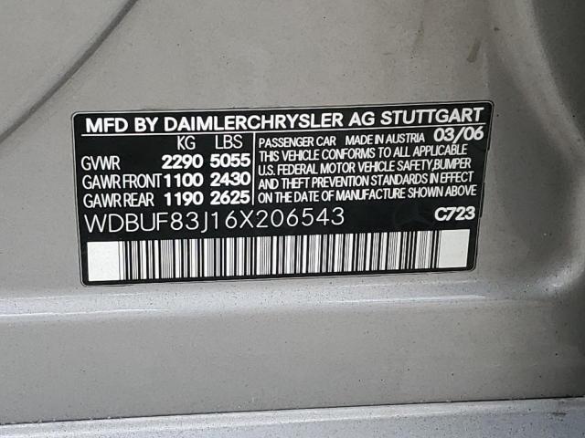 WDBUF83J16X206543 - 2006 MERCEDES-BENZ E 500 4MATIC SILVER photo 12