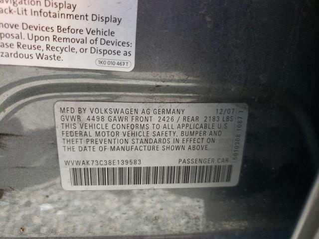 WVWAK73C38E139583 - 2008 VOLKSWAGEN PASSAT KOMFORT GRAY photo 13