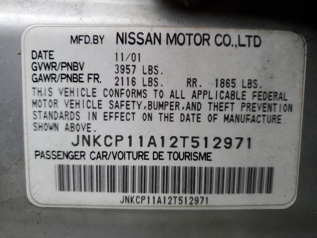 JNKCP11A12T512971 - 2002 INFINITI G20 SILVER photo 13