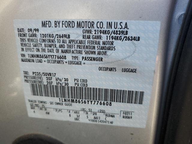 1LNHM86S6YY776608 - 2000 LINCOLN LS SILVER photo 12