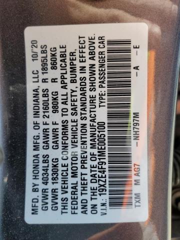 19XZE4F91ME005100 - 2021 HONDA INSIGHT TOURING GRAY photo 13