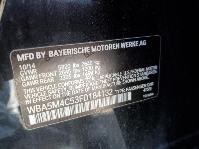 WBA5M4C53FD184132 - 2015 BMW 535 XIGT BLACK photo 13
