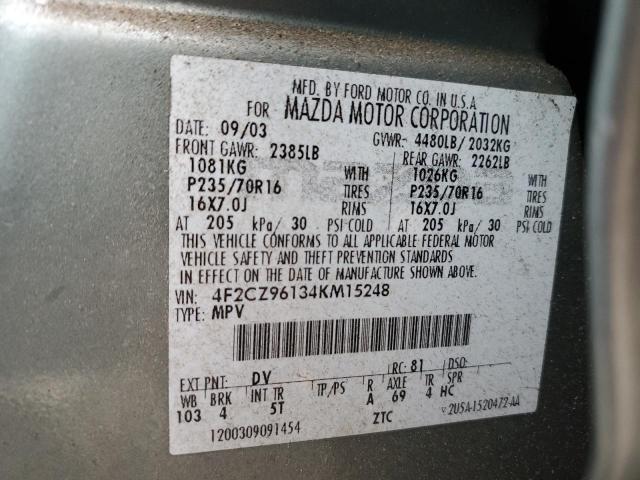 4F2CZ96134KM15248 - 2004 MAZDA TRIBUTE ES GREEN photo 13