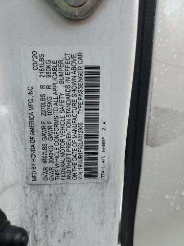 19UUB1F62LA012955 - 2020 ACURA TLX TECHNOLOGY WHITE photo 12