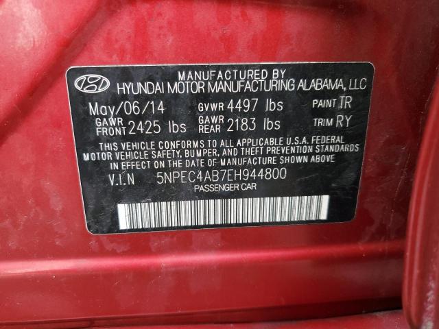 5NPEC4AB7EH944800 - 2014 HYUNDAI SONATA SE RED photo 12