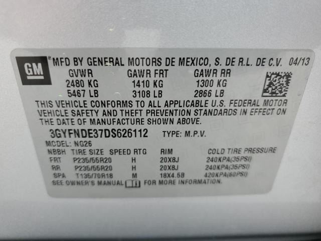 3GYFNDE37DS626112 - 2013 CADILLAC SRX PERFORMANCE COLLECTION Күміс фото 13