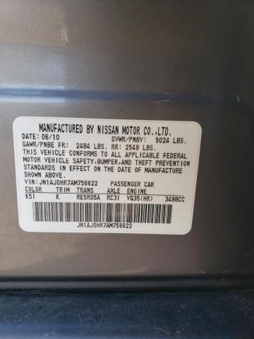 JN1AJ0HR7AM756622 - 2010 INFINITI EX35 BASE ნაცრისფერი ფოტო 12