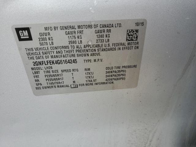 2GNFLFEK4G6164245 - 2016 CHEVROLET EQUINOX LT SILVER photo 13