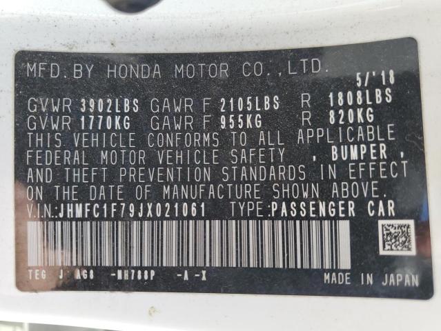 JHMFC1F79JX021061 - 2018 HONDA CIVIC EXL WHITE photo 12