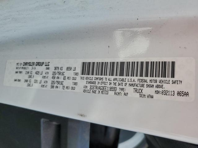 3C6TRVAG3EE118593 - 2014 RAM PROMASTER 1500 STANDARD WHITE photo 13