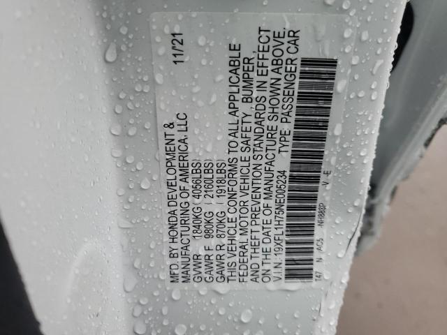 19XFL1H75NE005234 - 2022 HONDA CIVIC EXL Ağ foto 12