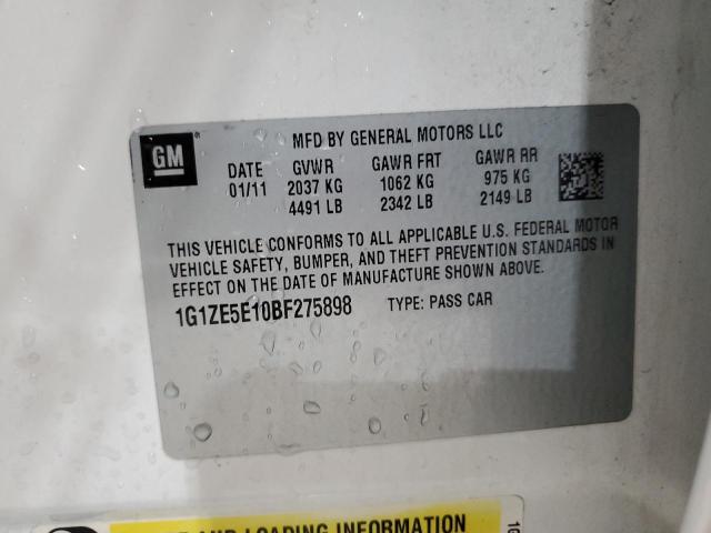 1G1ZE5E10BF275898 - 2011 CHEVROLET MALIBU LTZ თეთრი ფოტო 12