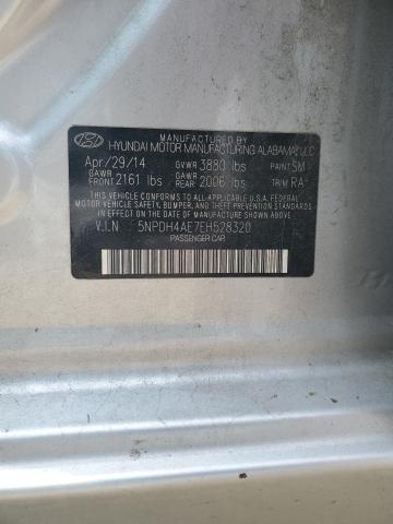 5NPDH4AE7EH528320 - 2014 HYUNDAI ELANTRA SE SILVER photo 12