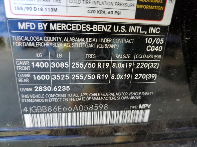 4JGBB86E66A058598 - 2006 MERCEDES-BENZ ML 350 BLACK photo 13