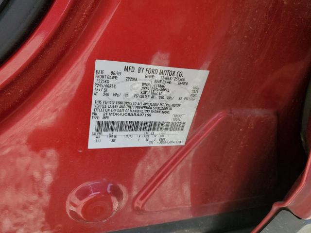 2FMDK4JC8ABA07169 - 2010 FORD EDGE SEL RED photo 13