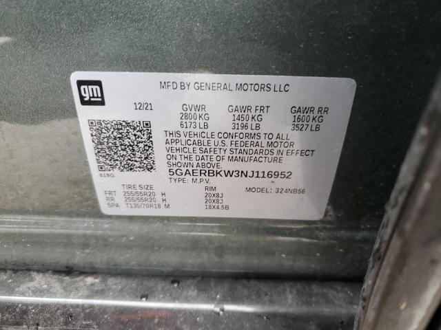 5GAERBKW3NJ116952 - 2022 BUICK ENCLAVE ESSENCE 绿色 照片 12