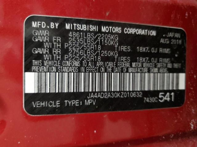 JA4AD2A30KZ010632 - 2019 MITSUBISHI OUTLANDER ES წითელი ფოტო 14