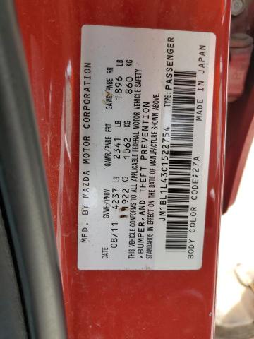 JM1BL1L43C1522754 - 2012 MAZDA SPEED 3 RED photo 13