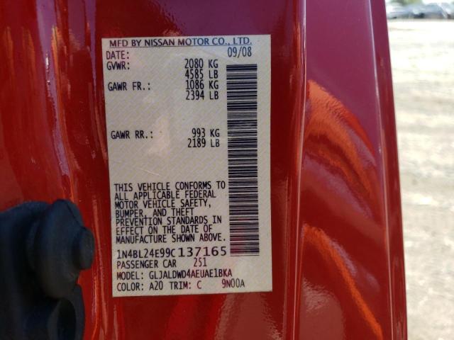 1N4BL24E99C137165 - 2009 NISSAN ALTIMA 3.5SE RED photo 12