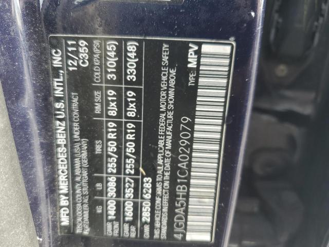 4JGDA5HB1CA029079 - 2012 MERCEDES-BENZ ML 350 4MATIC BLUE photo 13