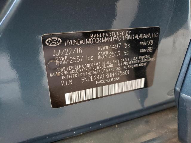 5NPE24AF8HH475601 - 2017 HYUNDAI SONATA SE BLUE photo 12