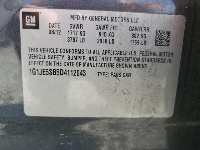 1G1JE5SB5D4112043 - 2013 CHEVROLET SONIC LTZ GRAY photo 13